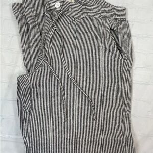 Talbots Gray and White Pinstripe Trousers pants women’s size‎ m chambray linen